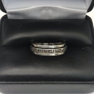 925 Sterling Silver Unisex Greek Key Spinner Band Ring size 6 or 7.5